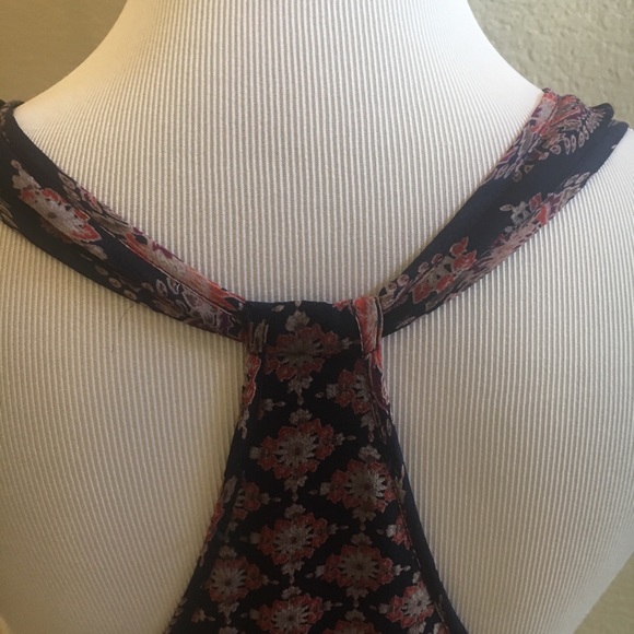 Ella Moss Navy Silk Print Racerback Tank Size X Small - Picture 8 of 11